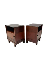 Art Deco Nightstands by Max Coini, Solid Walnut, Dutch Design, 1920s